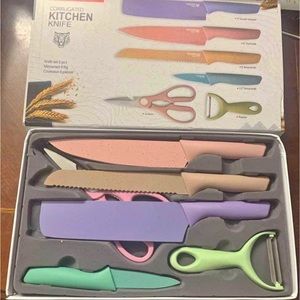 Colorful Kitchen Knives Set of 6 PCS Cute Fruit Knife Set with Gift Box